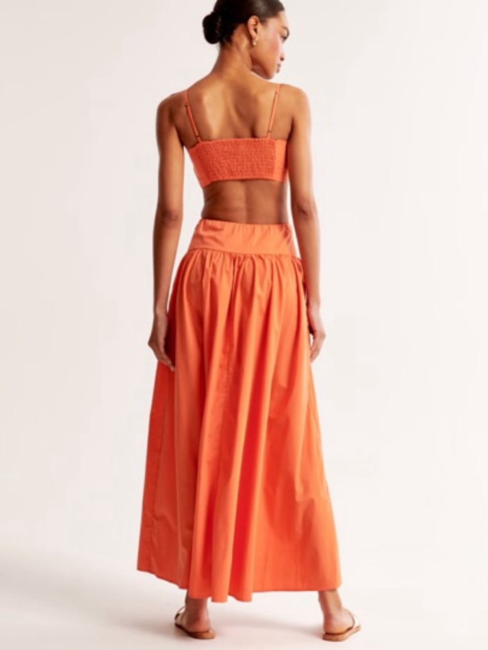 Abercrombie - Orange - Drop-Waist Cutout Maxi Dress - Picture 2 of 9
